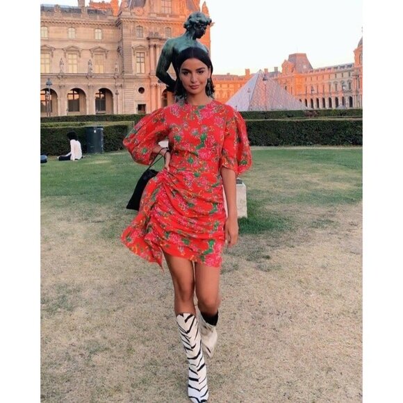 Rhode Pia Tapestry Print Puff Sleeve Mini dress - Picture 2 of 8